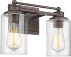 Vanity Lights for Bathroom, HWH Farmhouse 2 Light Vanity Wall Lamp with Oil-Rubbed Bronze Finish, Wall Lighting Over Mirror, Dressing Table, Powder Room, 5HLT63B-2W ORB