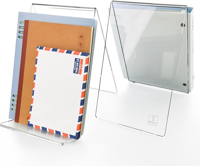 Acrylic Book Stand, Book Display Holder 6 x 9, Clear Acrylic Display Easel Transparent Display Stand Holder Tablet Holder for Album, CD, Magazine, Picture, Plate, Artworks, Phone, (2-Pack)