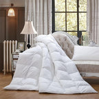Luxurious All-Season Goose Down Comforter Duvet Insert, Exquisite Oversized California King White Stripe Design, 108" X 98 ", 100% Cotton Down Proof Fabric, 65 oz. Fill Weight