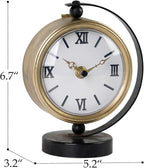 NIKKY HOME Gold Table Clock, Vintage Desk Clock Silent Non-Ticking Battery Operated Decorative Mantel Desk Shelf Clock for Living Room Decor