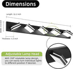 OKELI 5-Light Bathroom Vanity Light Black Modern LED Vanity Light Over Mirror Dimmable Mirror Front Lamp with 350° Adjustable Lamp Head ETL Listed 36W 6000K Cold White