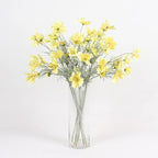 2 Pcs Artificial Fake Flowers Plants Cosmos Silk Flower Arrangements Wedding Bouquets Decorations Plastic Floral Table Centerpieces for Home Kitchen Garden Party Decor Approx 23.6'' High - Yellow