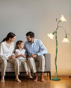 Flower Floor Lamp for Living Room,Tall Standing Reading Lamp with Flexible Neck,3 Color Temperatures LED Dimmable Decorative Light, Cute Floor Lamp for Bedroom Corner (Green)
