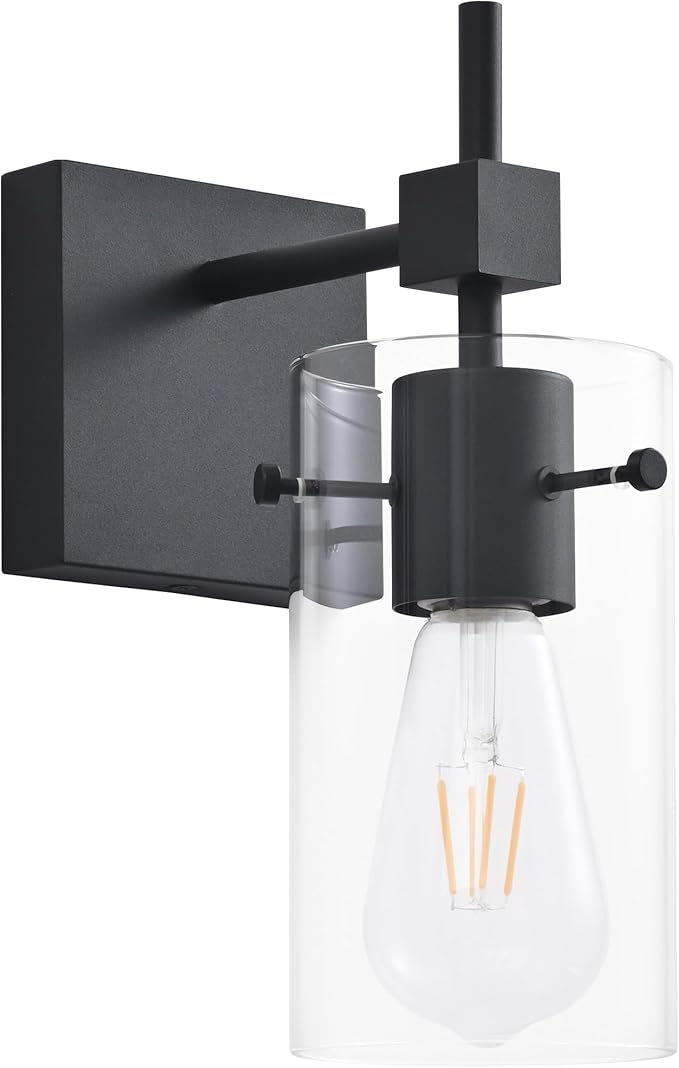 SOLFART 1 Light Vintage Vanity Light Bathroom Light Fixture Over Mirror Wall Sconces Black Bathroom Lighting
