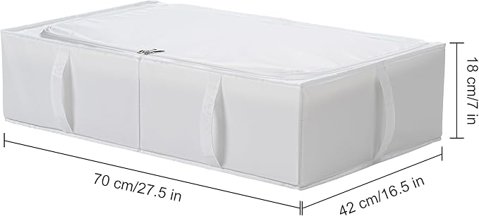 TYEERS Under Bed Storage Containers, Durable Fabric, Washable, Collapsible, Under Bed Storage Bins for Clothes, Blankets, Sheets, Shoes, 27.5x16.5x7 Inches, 6-Pack, White
