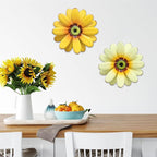 YEAHOME 10'' Sunflower Wall Decor, Metal Flower Wall Art Decorations, Sunflower Spring Yard Garden Decor Hanging for Kitchen, Bathroom, Handmade Gift for Indoor or Outdoor, Set of 2 Wall Sculptures