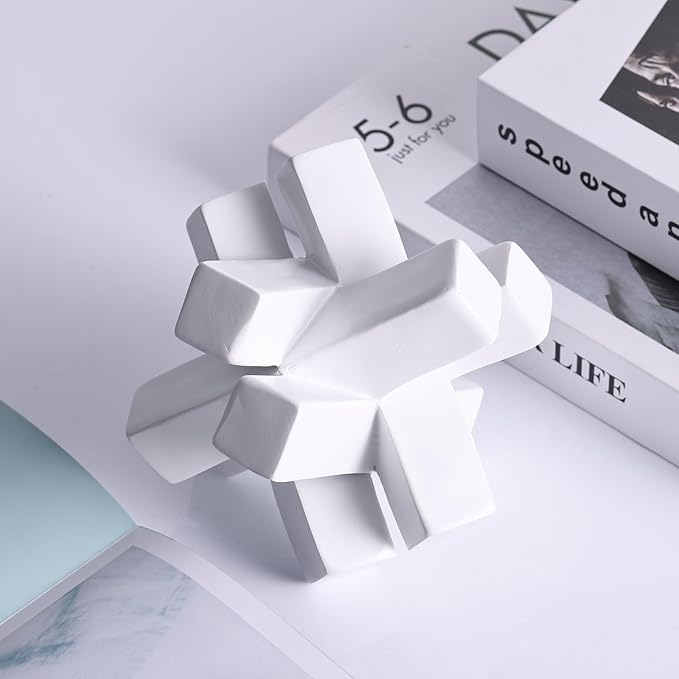 XMGZQ White Knot Statue for Coffee Table Decor,Modern Minimalist Geometric Knot Sculpture and Figurines,Abstract Art Line Decorative Ornaments Knick Knacks for Shelves,Bookcase,Console,Tabletop,Entry