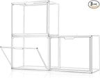 3Pack Clear Plastic Handbag Storage Organizer for Closet, Acrylic Display Case for Handbag and Purse, Purse Organizer for Closet with Magnetic Door for Book, Toys, Hat