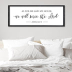 Surfapans Bible Verse Wall Decor As for Me and My House We Will Serve the Lord Sign 32"×12" Joshua 24 15 Christian Scripture Inspirational Rustic Farmhouse Living Room Wood Frame Hanging Art (Black)