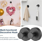 2026 Upgraded Suction Cup Hooks for Door Wreaths, Removable No Drill Wreath Hangers for Front Door, Reusable Hooks Holder for Glass Window Towel Shower Bathroom Kitchen (1, Black)