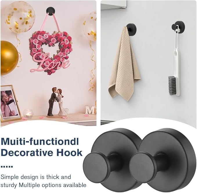 2026 Upgraded Suction Cup Hooks for Door Wreaths, Removable No Drill Wreath Hangers for Front Door, Reusable Hooks Holder for Glass Window Towel Shower Bathroom Kitchen (2, Silver)