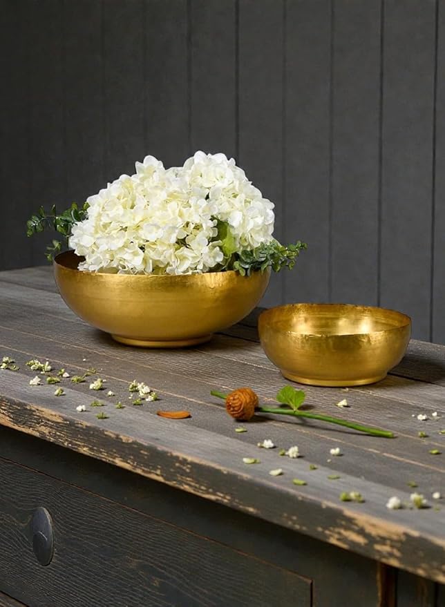Serene Spaces Living Set of 6 Lightweight Antique Brass Decorative Bowl, Metal Bowl for Potpourri, Catchall for Entryway, Dining Table, Home Décor, 2.75" Tall & 7.5" Diameter