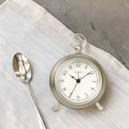 Jensen Pocket Watch Analog Alarm Clock for Bedroom,Silent Non Ticking,Desk & Shelf Mantel Clock for Living Room Decor,Morning Silver, 5.4"(H) x 4.5"(W)