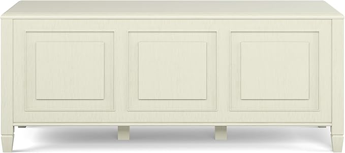 SIMPLIHOME Connaught Storage Bench - 51 inch Wide Solid Wood Trunk Bench in Antique White, Traditional Bench for Entryway with Lift-Up Lid and 3 Hidden Compartments