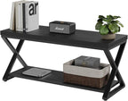 IBF Black Bench for Entryway, Black Modern Wood Bench for Bedroom Hallway Foyer, Farmhouse Entry Way Home Organizer Shoe Bench Seat with Storage Rack Indoor Under Window, 39 Inch Long