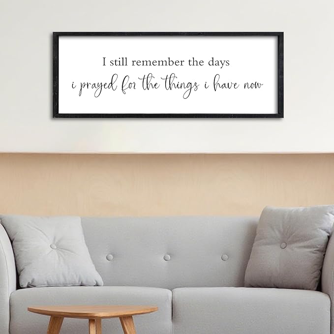 Surfapans Bible Verse Christian Wall Decor I Still Remember the Days I Prayed Sign 32"×12" Scripture Inspirational Quotes Living room Large Horizontal Religious Motivational Wall Hanging Art (Black)