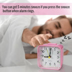 Small Pink Kids Desk Alarm Clock, Analog Travel Battery Operated Clock,Quieter Bedside Clocks for Girls' Bedrooms Bathroom Living Room Kitchen Shelf Clocks