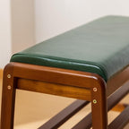 Solid Wood Shoe Bench, 2-Tier Entryway Bench with Cushion and Flip-Open Storage Box, Mid-Century Modern Shoe Bench Rack for Hallway, Mudroom(Green, 21.65'')