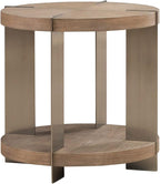 Liberty Furniture Harlow Living Room Round End Table - Sandstone & Satin Nickel