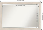 Amanti Art White Wall Mirror 27x39 Hardwood White Wash Narrow Rectangle Bathroom Mirror for Wall Decor Living Room, Large Country Rustic Wood Frame, Hangs Horizonally and Vertically, Bathroom Decor,