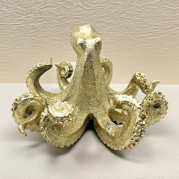 Gold Octopus Vintage Statue Sculpture Frgurine Gift for Home Office Living Room Desktop Display Decor Decorative