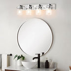 Vanity Light Fixture,4-Light Vanity Light for Bathroom,Chrome Bathroom Vanity Lighting Over Mirror with Square Clear Glass Shade for Restroom