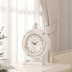 Vintage Table Clock, Desk and Shelf Mantel Clock, Antiques London Style White Decor Clocks, for Farmhouse, Living Room, Bedroom, Bedside, Gift (8.8" H x 6.3" W)
