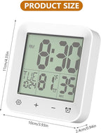 Houkiper Shower Clock Waterproof Bathroom Timer, Digital Shower Timer with Countdown, Suction Cup Clock, LCD Display, Temperature Gauge Wall Clock Touch Screen Waterproof Clock for Bathroom, White