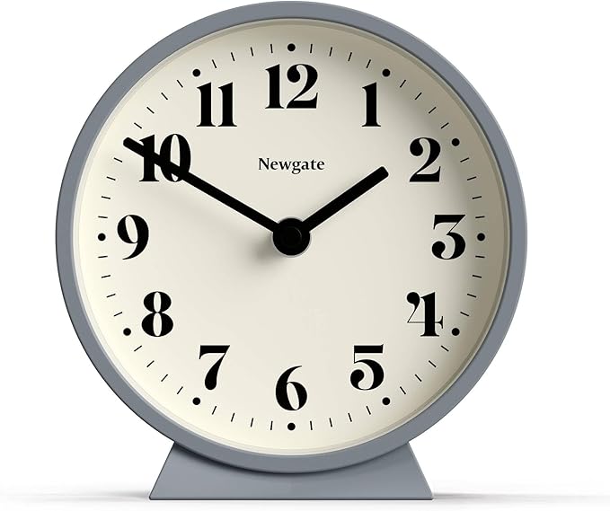 NEWGATE® Theatre Mantel Clock | Modern Classic Round Design | French Navy | Contemporary Style for Desk, Table, Shelf or Bedside