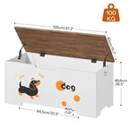 HOOBRO Toy Box, Toy Chest with 2 Safety Hinges, 47.2" Storage Bench, Wooden Storage Chest, for Entryway, Bedroom, Living Room, White and Walnut WH496CW01