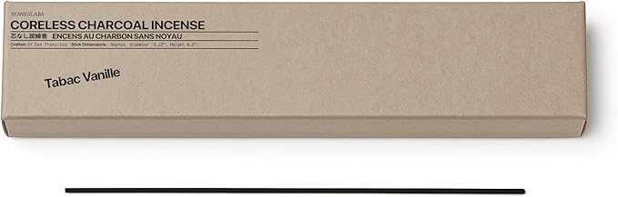 Tabac Vanille Coreless Pure Incense Sticks, Artisan-Crafted Niche Scent, Exclusive Low-Smoke Bamboo Charcoal Formula, Clean-Burning, 1-Hour Burn Time, 20 Sticks