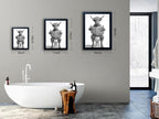 Funny Highland Cow Bathroom Wall Art - Framed Black and White Bathroom Wall Decor, Humorous Cow Picture Wall Decor with Cute Animal Canvas, Modern Farmhouse Style Restroom Sign Art for Toilet & Washroom 16"x20"