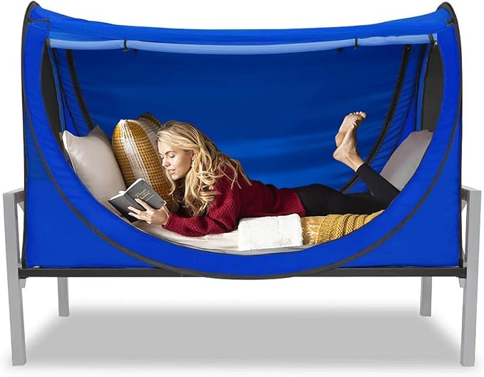 Privacy Pop up Eclipse Bed Tent Bed Drapes (Blue, Twin)