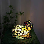 Bieye L10829 Frog Table Lamp Tiffany Style Stained Glass Accent Night Light for Home Décor Nursery Bedside (Multi-Colored)