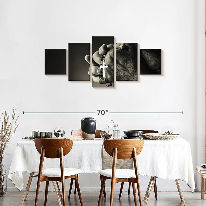 Elephant Stock Christian Prayer Canvas - 5 Panel Pictures Decor - Digital Design Canvas Print - Christian Wall Decor - 55" X 24"
