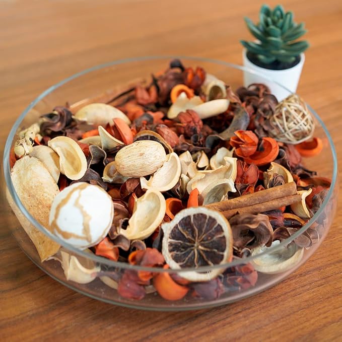 Qingbei Rina Orange Potpourri Bowl Filler, Cinnamon Scented Potpourri Dried Flowers, Decorative Vase Filler,Home Fragrance, Bathroom Decor,14 oz,(Citrus Orange)