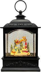 Christmas Snow Globes Lantern with Music & Timer - USB/Battery Operated LED Glittering Globe Lantern, Snow Globe Decoration for Home Holiday Decor (Reindeer)
