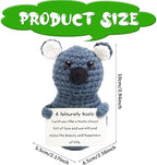 Funny Knitted Wool Doll Toy with Positive Card - Creative Cute Mini Crochet Positive Potato Dolls Cheer Up Gift for Family Kids Friends Encouragement Decoration (C- Leisurely Koala)