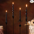 Nuanchu 4 Pcs 7.87 Inch Twisted Taper Candles Wax Unscented Smokeless Spiral Swirl Candlesticks for Wedding Holiday Dinner Party Home Decorations (Halloween Black)
