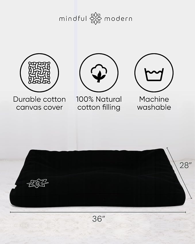 Mindful & Modern Zabuton Meditation Mat - Cotton Filled Yoga and Meditation Pad - Zabuton Meditation Cushion for Kneeling and Sitting Support - Large Rectangular Sitting Floor Pillow for Bench or Zafu