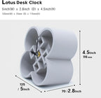 AonT Design Modern Desk Clock (Korean Lotus Motif) (Silent Quartz) Made in Korea – Decorative Minimalist Analog Shelf Clock for Table and Living Room Décor (Grey)