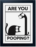 Gongyuanyihao Arts Funny Bathroom Wall Art with Are You Pooping Sign - Animal Bathroom Wall Art Print for Farmhouse, Restroom, Toilet Decor, Black Frame Picture Ready to Hang 11"x14"