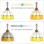 beaysyty Tiffany Style Stained Glass Retro Floor Lamp with Tray, Dimmable Floor Lamps, Custom Color Temperature Standing Lamp for Living Room and Bedroom,Painted Red Copper
