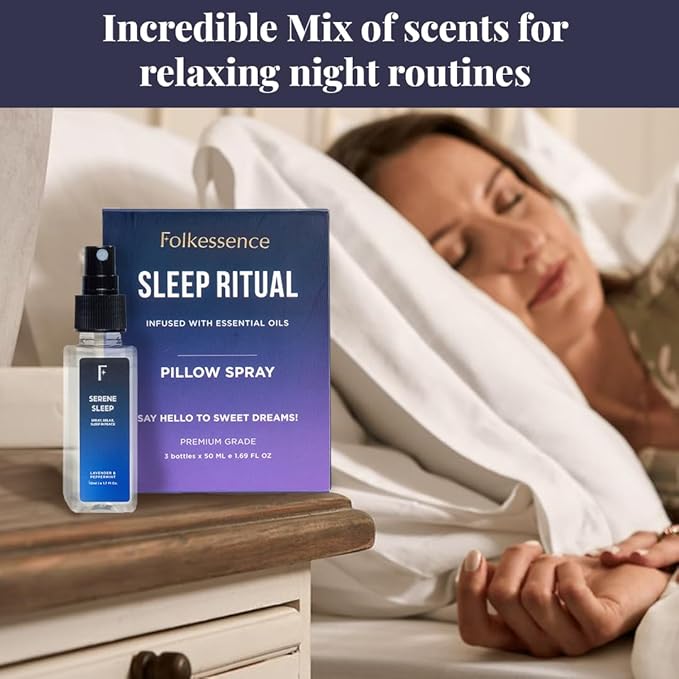 Folkulture Pillow Spray For Sleeping - Set of 3 (5.1 Fl Oz)| Eucalyptus, Lavender Pillow or Sleep Spray For Deep Sleep, Stress Relief, Relaxation Gifts For Women | Pillow Mist for Aromatherapy