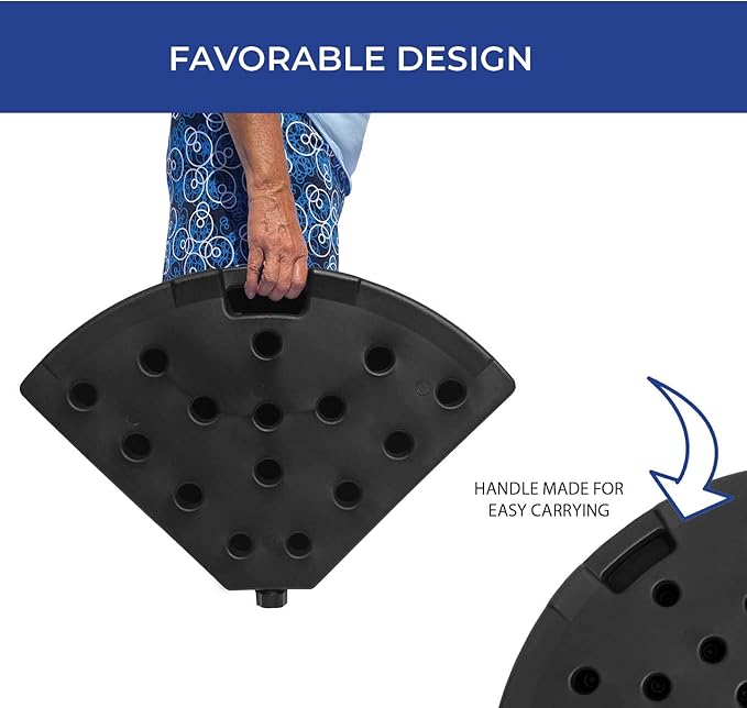 Backyard Expressions 4-Piece Offset Umbrella Base Weight Set – Fill with Water or Sand for Up to 160 lbs Stability – Heavy-Duty Resin Plates with Easy Carry Handles, Fits Most Cantilever Umbrellas