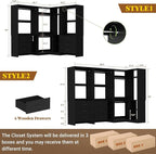 Aheaplus Closet System with 6 Drawers, 4 Hanging Rods & Corner Tower, Corner Closet System with Hanging, 86.8" L-Shaped Walk-In Wardrobe Organizer, 2000+ lbs Capacity, Set of 3, Black