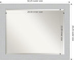 Amanti Art White Wall Mirror 26x32 Shiplap White Rectangle Bathroom Mirror for Wall Decor Living Room, Large Cottage Wood Frame, Hangs Horizonally and Vertically, Bathroom Decor, Beveled Edge