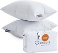 Lincove Down and Feather Luxury Hotel Collection Bed Pillows for Sleeping Made in The USA - 100% Cotton Shell, 600 Thread Count - Soft Hypoallergenic (Standard Size, Pack of 2)