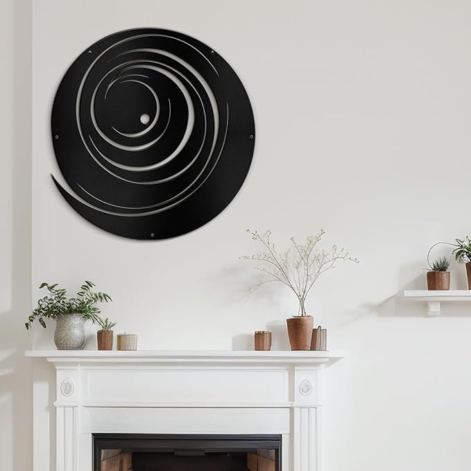 SIGNLEADER Metal Wall Art Decor Color Block Circles Minimalist Modern Abstract Wall Sculpture Hangings Home Decoration for Living Room, Bedroom, Bathroom, Kitchen, Outdoor - 36" Black