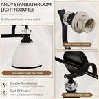 ANDY STAR Milky Glass Bathroom Vanity Light Over Mirror, 3-Light Matte Black Bathroom Light Fixtures with Frosted Glass, 22.5 inch Modern Vanity Lighting Wall Mount, E26 Base, Bulbs Not Included